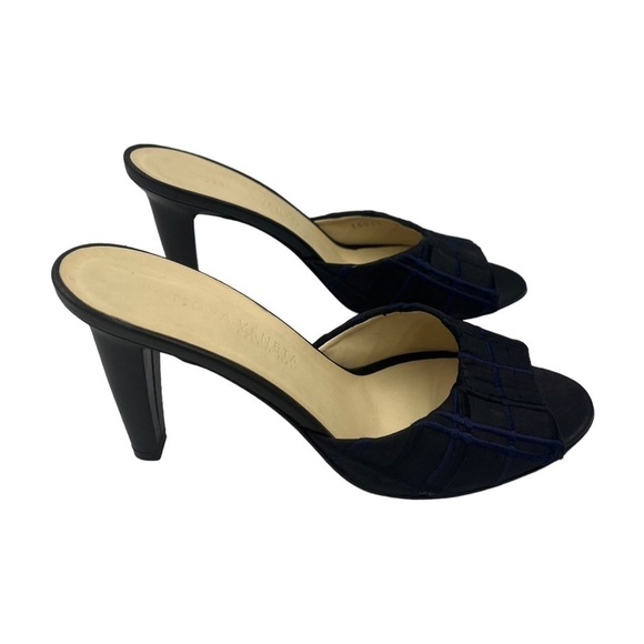 BOTTEGA VENETA Peep Toe Abstract Solid High Heel Sandals Black 7B - Picture 9 of 13